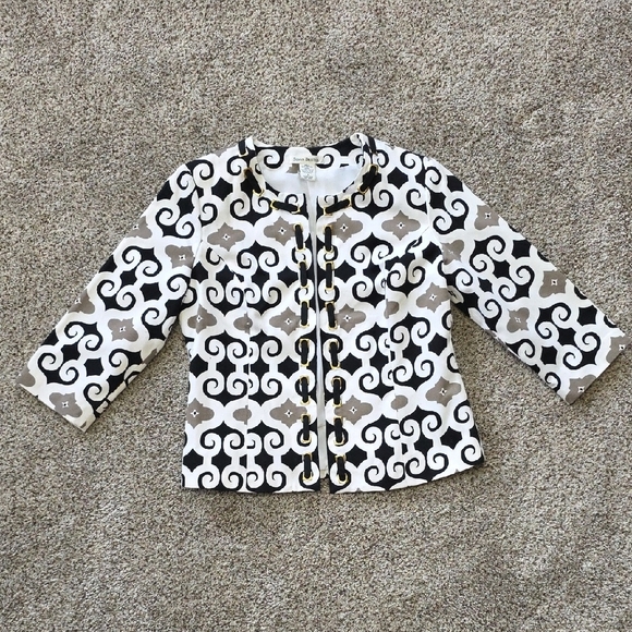 Susan Bristol Jackets & Blazers - Susan Bristol Black and Cream Patterned Blazer